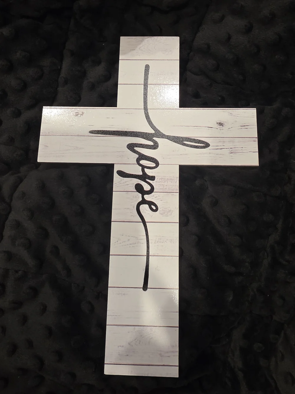 Set of 3 Wooden Wall Crosses - White with Black Script